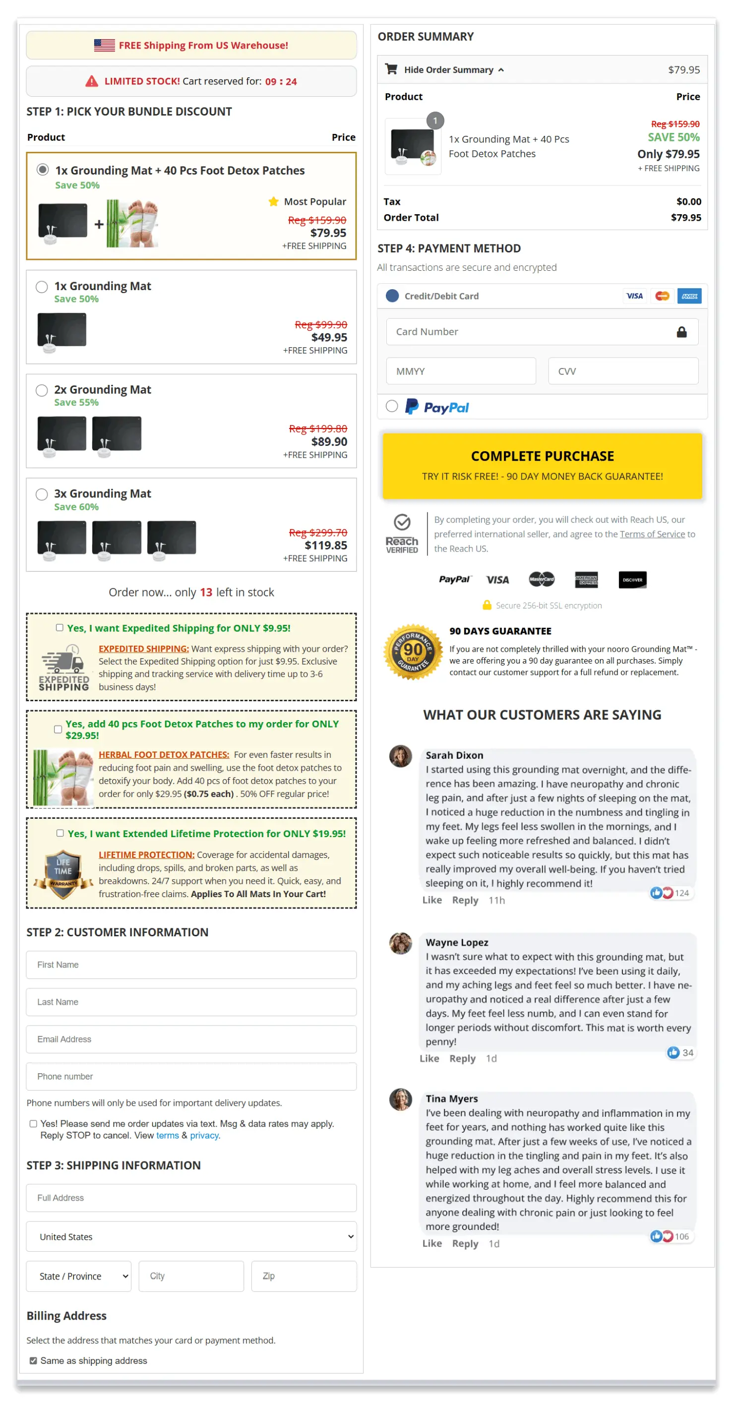 Nooro Grounding Mat checkout page